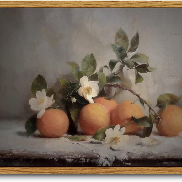 Other - Vintage Farmhouse Framed Wall Art, Oranges Still Life Paintings Kitchen Decor Ae